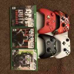 Xbox One S 1TB With 4 Controllers And Games 
