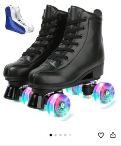 XUDREZ Roller Skate Shoes for Women Men PU Leather High-top Double-Row Roller Skates for Beginner, Professional Indoor Outdoor Roller Skates with Shoe