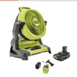 RYOBI ONE+ 18V Cordless 7-1/2 in. Bucket Top Misting Fan Kit with 1.5 Ah Battery and Charger