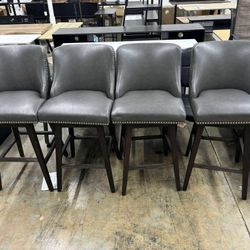 CHITA Swivel Bar Stools Set of 4, FSC Certified 30" H Seat Height (use like new)(small damage)