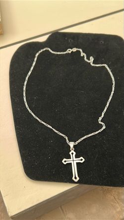 Vintage 925 Sterling Silver Mexican Cross Pendant Necklace – Figaro Chain