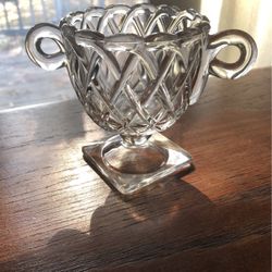 Vintage Indiana Glass, Pretzel Glass Sugar Bowl 