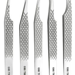 New GMI Lash Tweezers - Set of 5 Eyelash Tweezers - Stainless Steel Eyelash Extension Tweezers - Multipurpose Lash Tweezers for Eyelash Extensions 