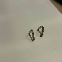 Sparkling Silver Triangle Earrings 