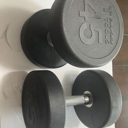 Premium Round Rubber Dumbbells 45 Pounds Set