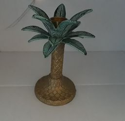 One Brs Palm tree candle stick holder