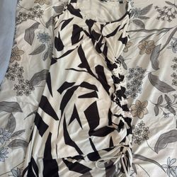 Brown + Cream Ruched Bodycon Mini Dress – Size S