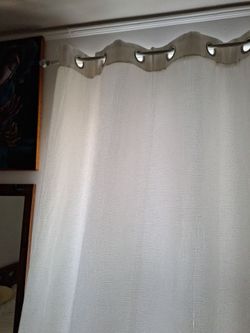 2 beautiful  satin white curtains washables 52x80