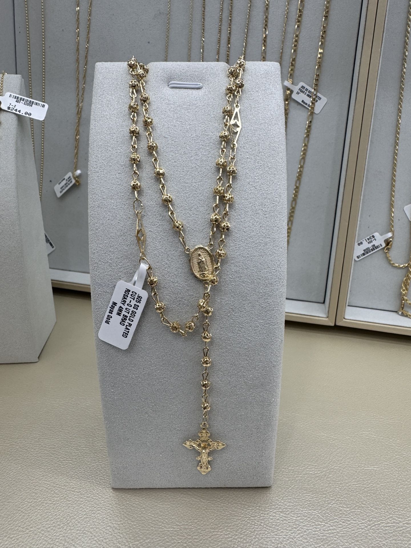 925 Sterling Silver Gold Plated Rosary