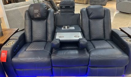 Leather couch double recliner