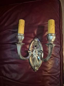 Vintage silver plated 2 light sconce with faux candle sleeves