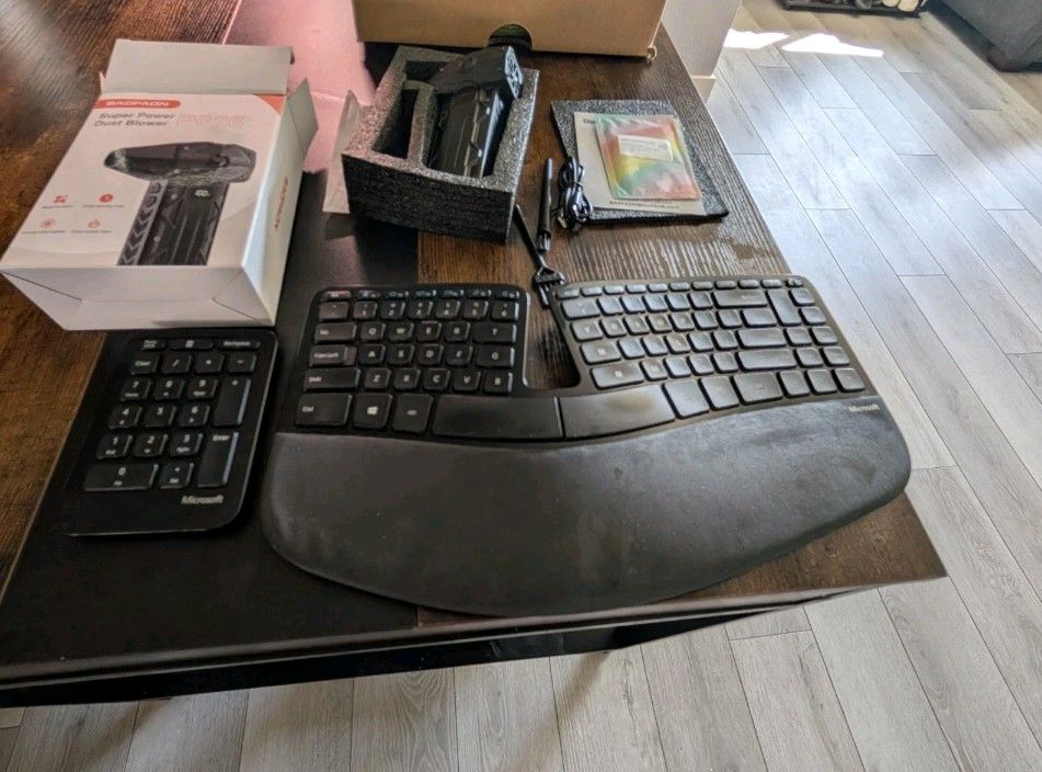 Microsoft Erogonomic Wireless Keyboard AND BRAND NEW Electric PC Duster!!