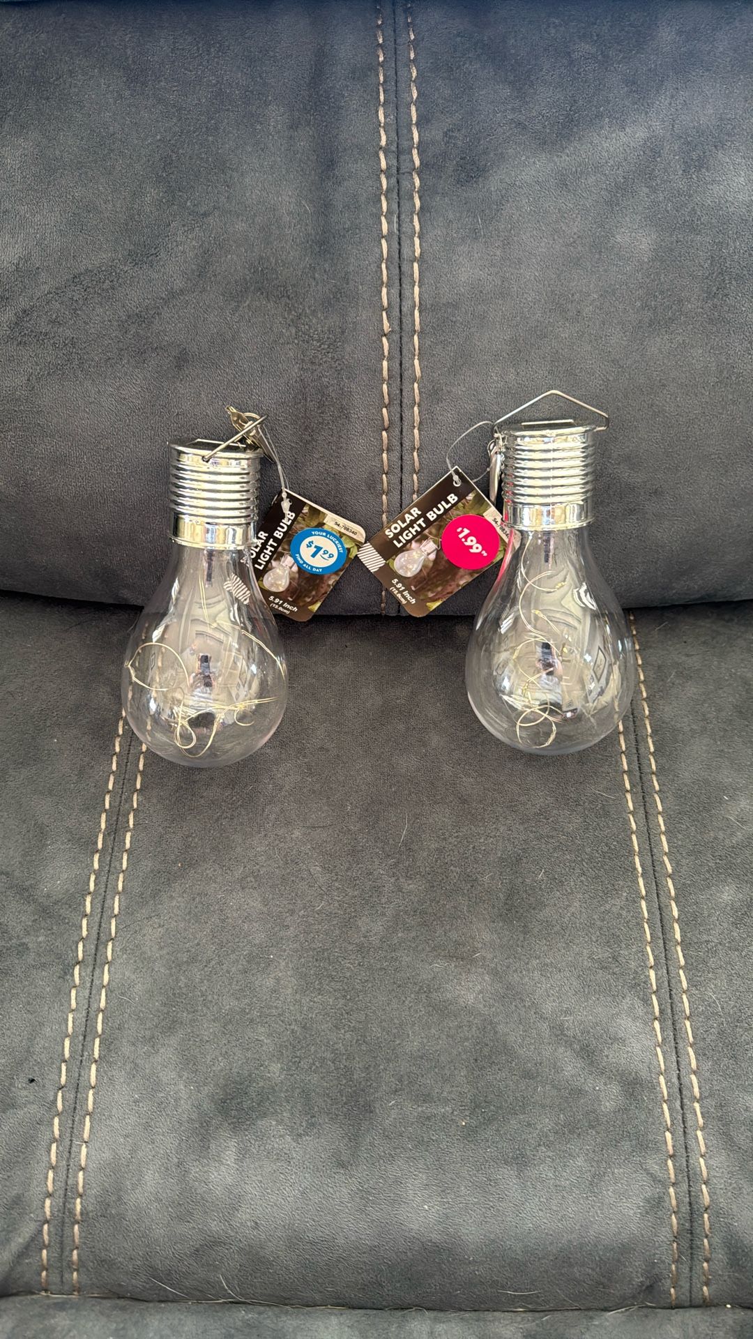 New With Tags 2 Solar Light Bulb Fairy Lights Clip On Decoration