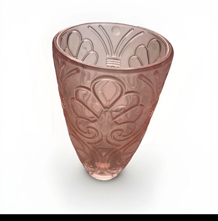 Pink Glass Clear 9 X 4.5 Inches Vase