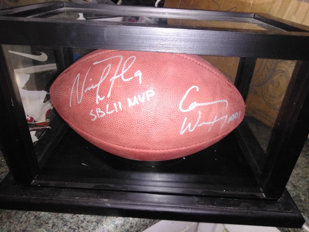 Super Bowl 52 Philadelphia Eagles Nick Foles and Carson Wentz signed football