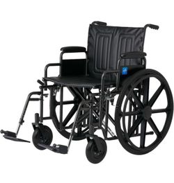 22" Bariatric Wheelchair, Removable Desk-Length Armrests and Swing-Away Foot Rests