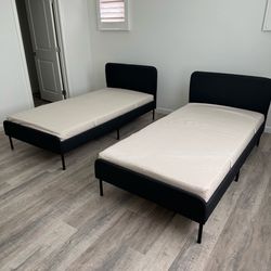IKEA Twin Size Dark Gray Bed Frame and Spring Mattress Very Clean and Excellent Condition $100 each