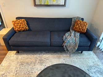 Mid-Century Modern Navy Blue Sofa