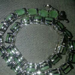 Sterling silver bracelets. Emerald Real Stones