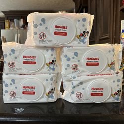 5 Packs Of Baby Wipes Huggies Unscented $10
