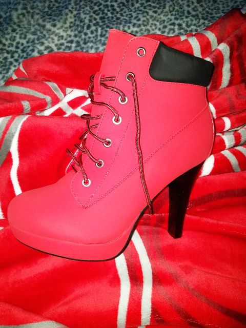 NEW! Red suede Military lace up ankle booties