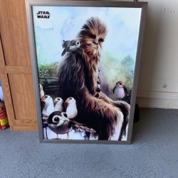 Trends International Star Wars: The Last Jedi - Wookiee And Porg Wall Poster, 22.375" x 34", Silver Framed Version