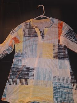 Patchwork Print Long Sleeve Tunic Top