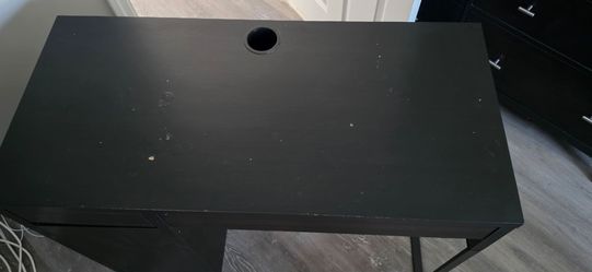 Black Desk with Cable Management Holder