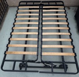 Metal Bed Frame with Wood Slats for Full Size Futon