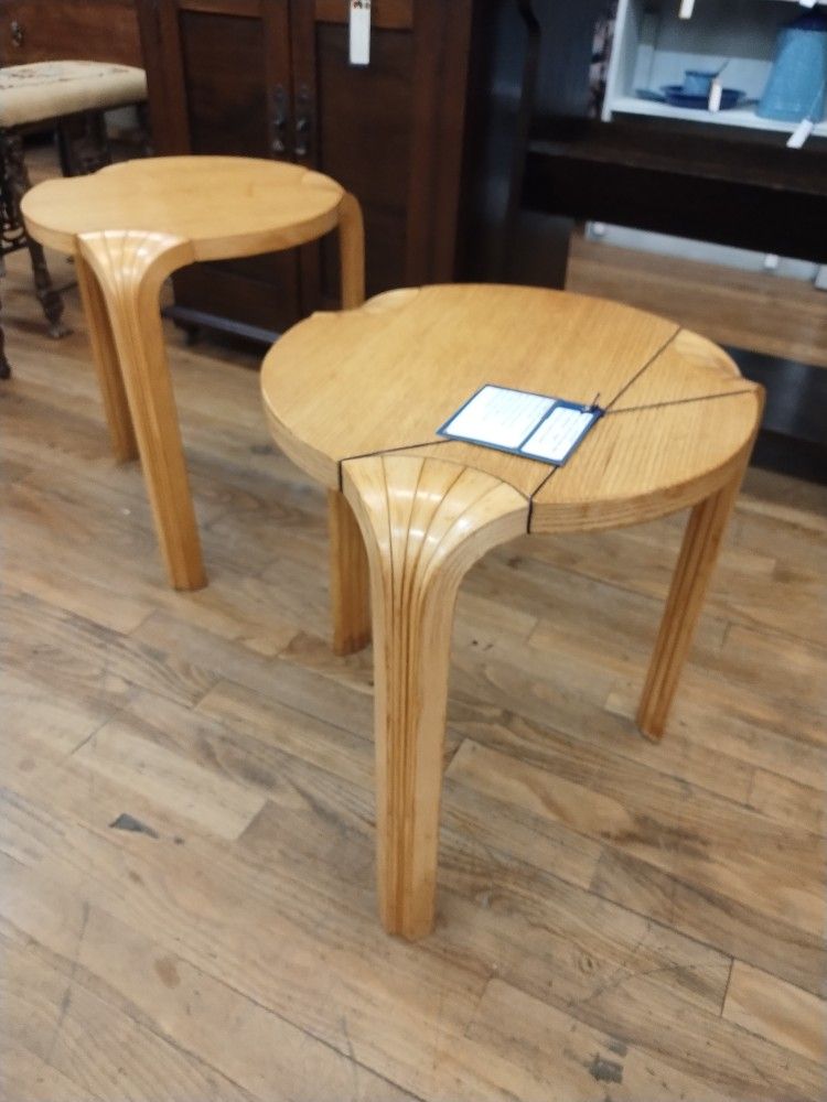 Pair Of MCM ARTEC Alvar Aalto Fan Leg Stools