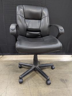 Comfortable Black Faux Leather Adjustable Swivel Office Chair