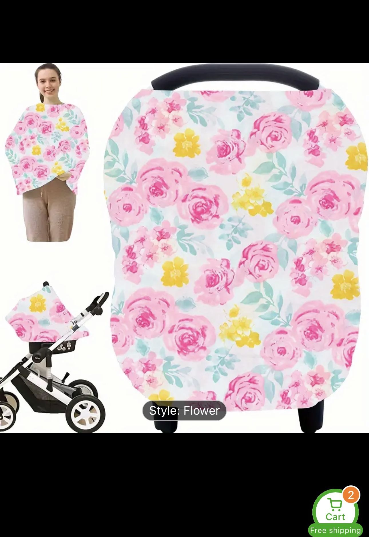 Little Me 4 In 1 Multipurpose Nursing Cover , Car Seat Cover, Shopping Cart Cover Scarf Floral