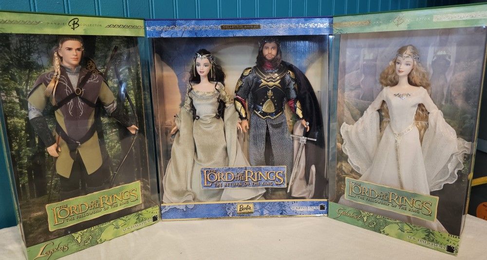 Lord Of The Rings Barbie Dolls~Arwen & Aragorn, Galadriel, Legolas