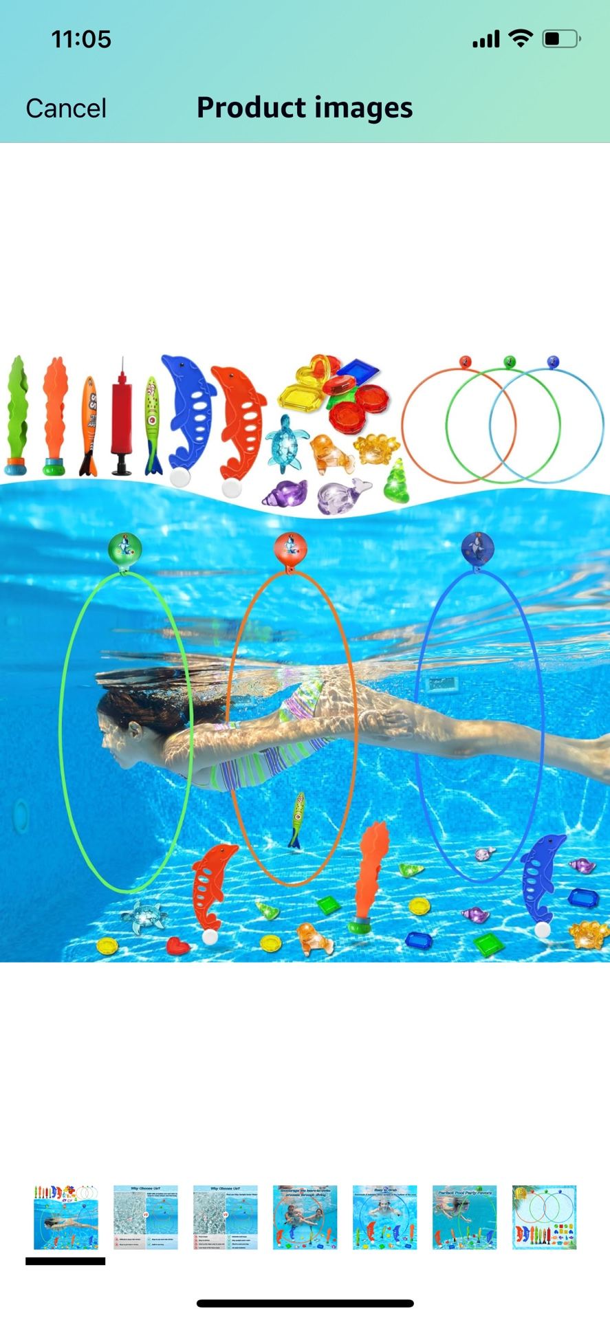 Jasonwell Pool Rings Diving Toys - 26PCS Swimming Thru Pool Diving Game Toys with Dive Rings Underwater Treasures Torpedo Bandits Fish Toys etc Fun Wa