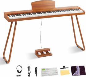 Ktaxon 88-Key Semi-Weighted Digital Piano Keyboard – Natural Finish