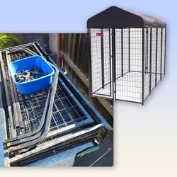 Lucky Dog STAY Series Villa 4' x 8' x 6' Outdoor Dog Kennel with Peaked Canopy Roof-No Canopy