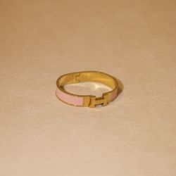 Hermès Clic H Bracelet – Gold & Pink Enamel