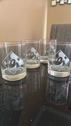 Disney Mickey Mouse Etched Glass whiskey Set of