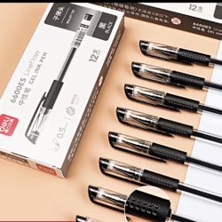 Gel Ink Pens 0.5mm Black Fine Ballpoint Maker Pen for Office School Stationery Supply,Pack of 12,Black