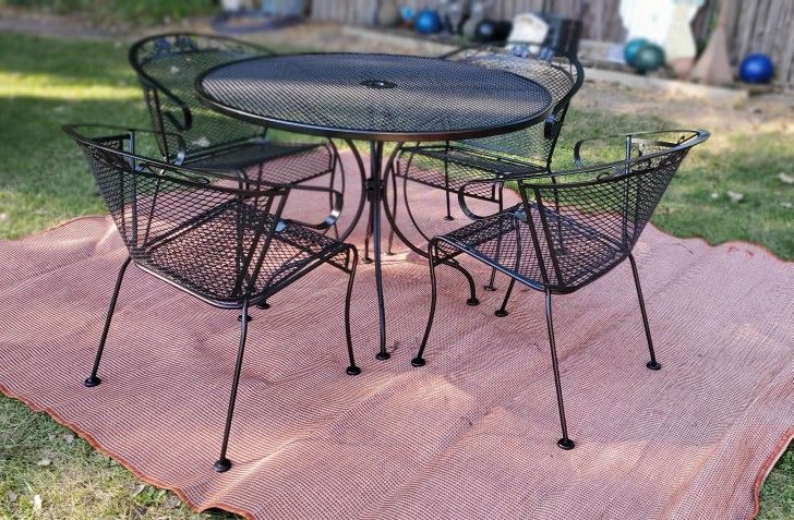 Solid Wrought-Iron Patio Furniture Table Set by Woodard!