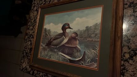 Vtg “GREEN WINGED “ signed by A J Rudisill