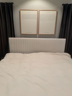 White Upholstered Bed with Channel Tufted Headboard
