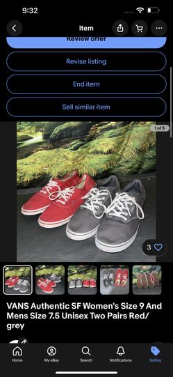 Red Grey Vans M 7.5 W 9