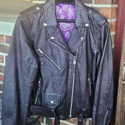 New Purple Leather Motorcycle Jacket