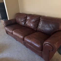 Leather Sofa Set- Couch, Chair & Ottoman (good condition!)