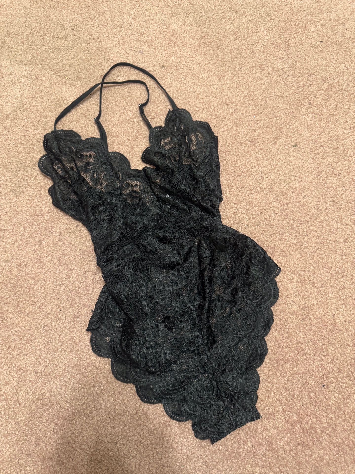 New Small Black Lace Bodysuit Lingerie