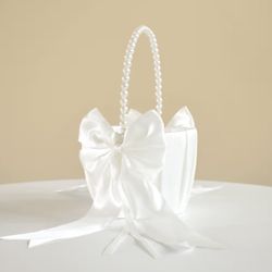 White Flower Girl Basket
