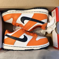 Kids Nike Dunk Low Black/Orange 8c