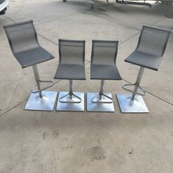 Gray And Chrome Adjustable Bar Stools. Read Description. 