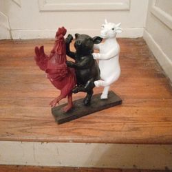 Dancing Stackable Polystone Animals.  Rooster, Pig, ,And Cow.                 i